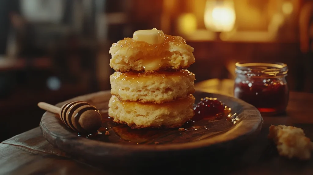 Freshly baked gluten-free biscuits on a baking sheet, with a golden crust and fluffy center.