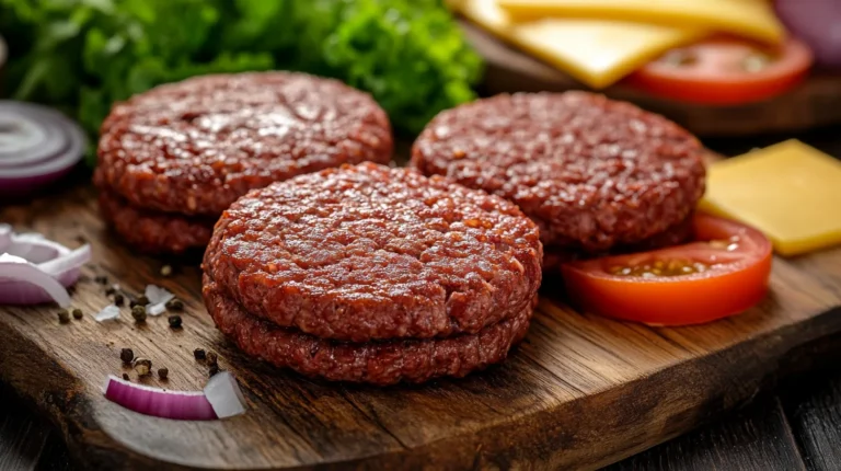 A juicy, grilled plant-based burger patty served on a bun with lettuce, tomato, and vegan mayo.